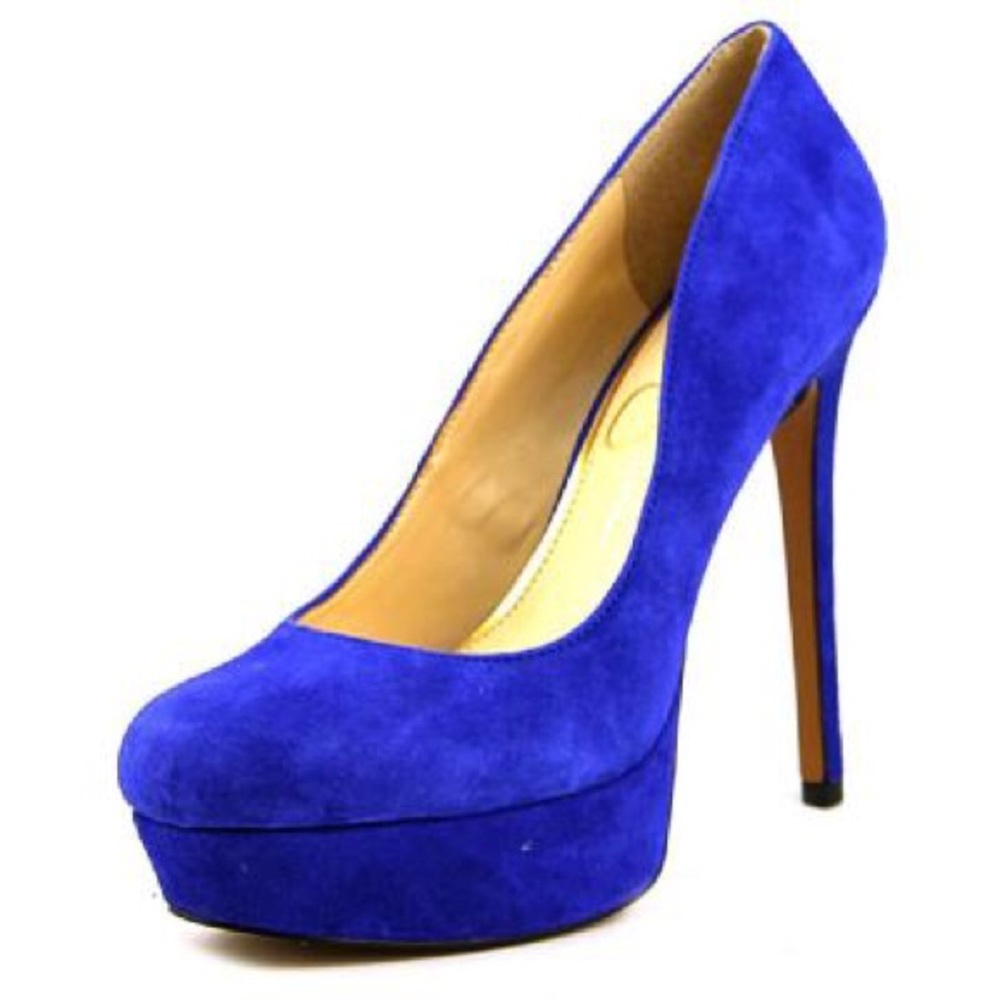 Jessica Simpson royal blue platform heels